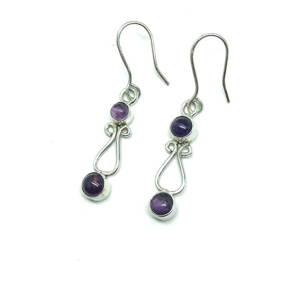 Ohm Design Amethyst Gemstone Dangle Earrings | Womens Jewelry - Picture 3 of 5